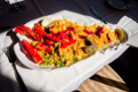 The famous Paella. Very nice dish from Dolphin's Cove and truly one of the most famous dishes in Spain. It is a very tasty rice mixed with all different kinds of seafood, including lobster, clams and shrimp. The rice is not dry which makes it even better to eat!